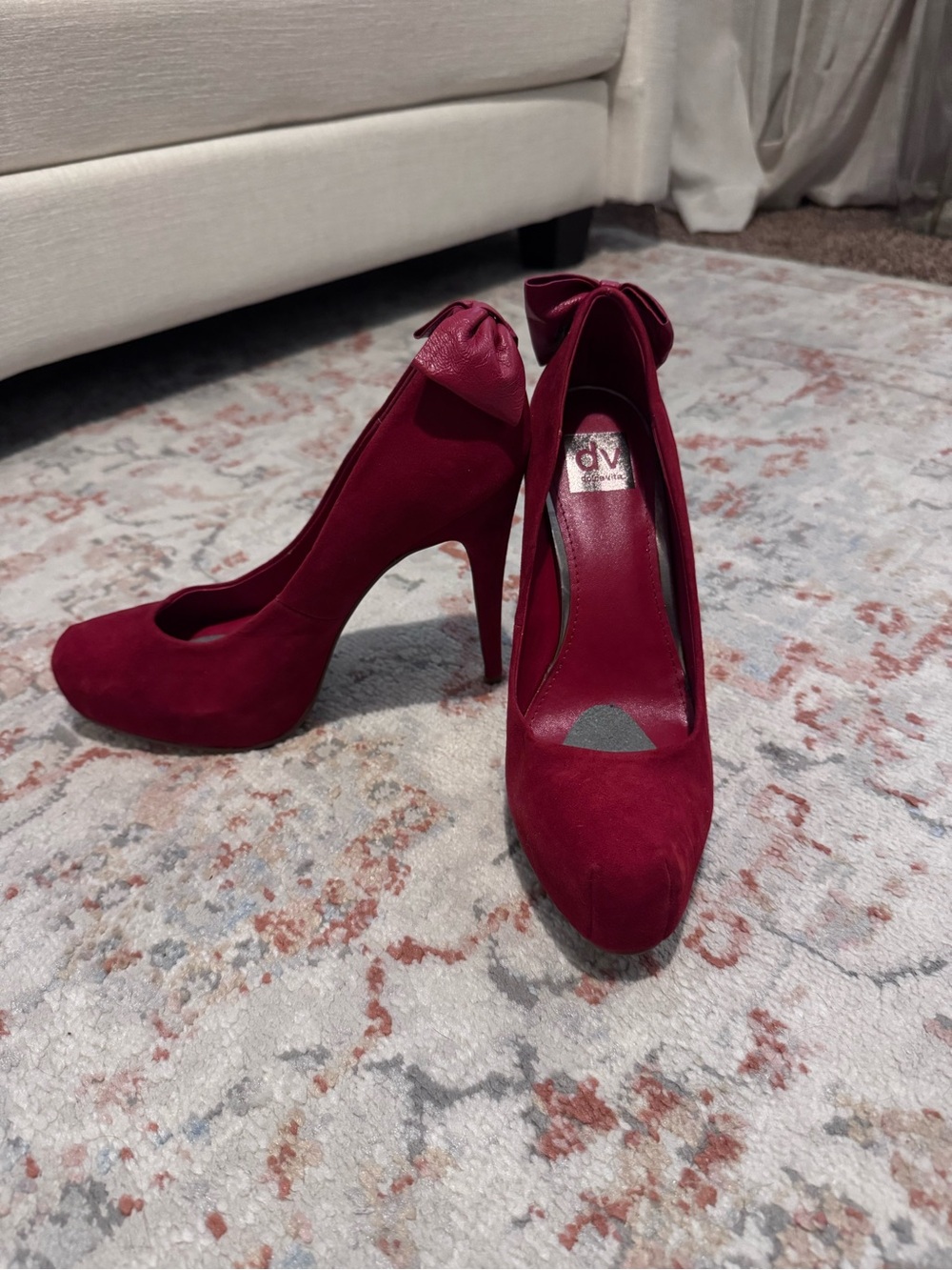 DV by Dolce Vita Deep Burgundy Suede Bow High Heels